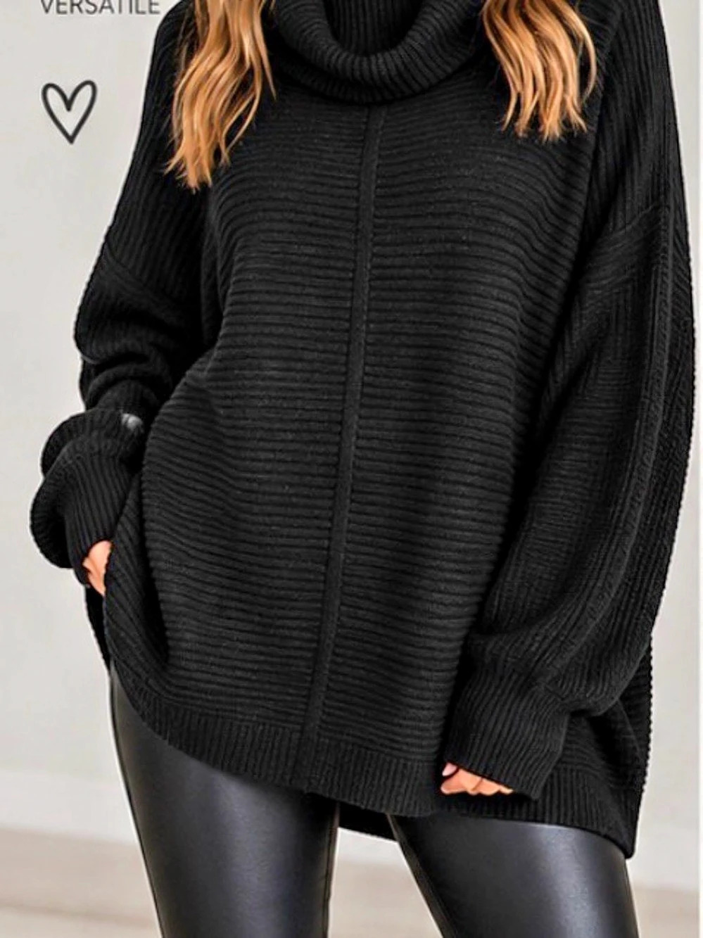 29ā ptp Cyrus Oversized Turtleneck Sweater Black 2X Like New